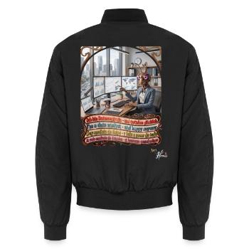 Heuschrecke JOGUE Datenanalystin in 4 Sprachen - Unisex Bomberjacke - Schwarz - Hinten - AI Model Male 185 light (185cm)