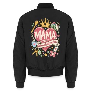 Mama Chefin vom Familienchaos - Unisex Bomberjacke - Schwarz - Hinten - AI Model Male 185 light (185cm)