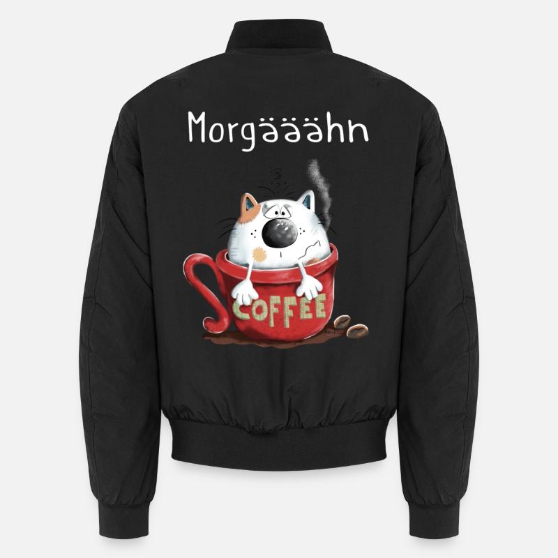 Morgähn Kaffee - Katze - Comic - Unisex Bomberjacke - Schwarz