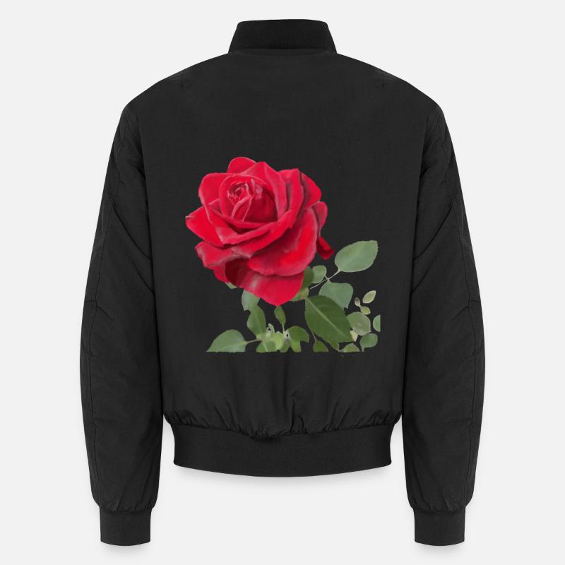 Red rose - Unisex Bomber Jacket - black