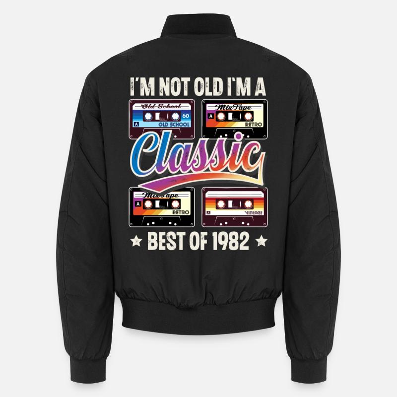 1982 Année de naissance Anniversaire Cassette Vintage Bomber unisexe