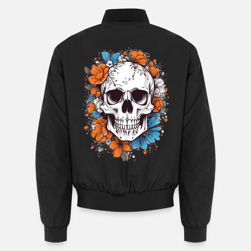 Crâne avec des fleurs Bomber unisexe