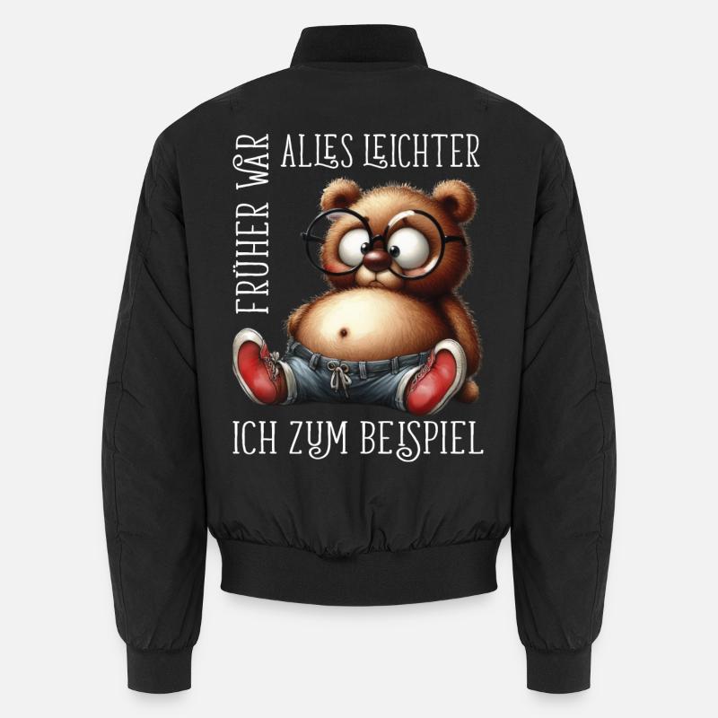 dicke Teddybär mit Jeans Sneaker lustige Sprüche Unisex Bomberjacke
