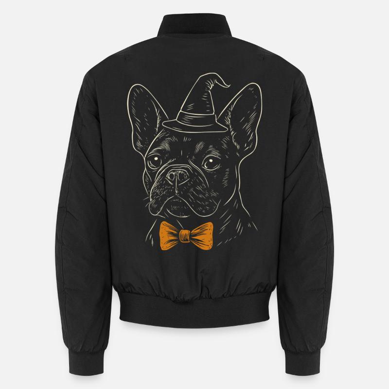 Frenchie Halloween - Spooky Gentleman Dog - Bomber unisexe - noir