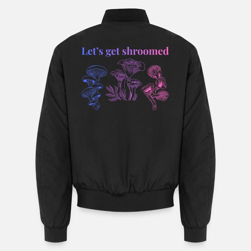 Neon Mushroom Gradient Botanical T-Shirt - Unisex Bomber Jacket - black