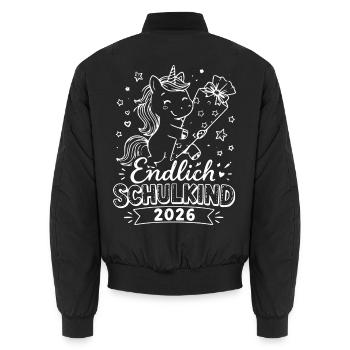 Endlich Schulkind 2026 Einhorn - Unisex Bomberjacke - Schwarz - Hinten - AI Model Male 185 light (185cm)