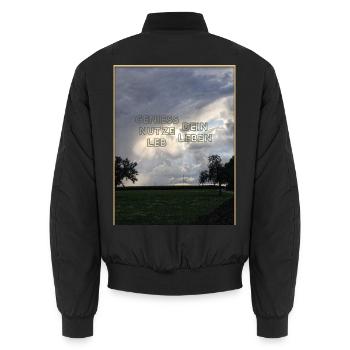 enjoy_yo_life - Unisex Bomberjacke - Schwarz - Hinten - AI Model Male 185 light (185cm)