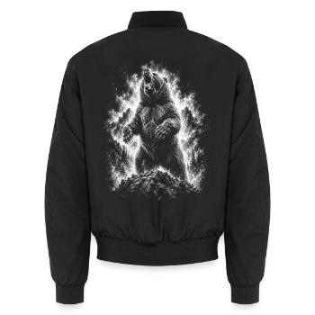 Brüllender Bär in Natur im Zeichenstil - Unisex Bomberjacke - Schwarz - Hinten - AI Model Male 185 light (185cm)