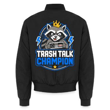 Trash Talk Champion – Gamer-Waschbär mit Krone - Unisex Bomberjacke - Schwarz - Hinten - AI Model Male 185 light (185cm)