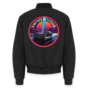 Midnight Lightning Storm Retro Automotive Premium - Unisex Bomberjacke - Schwarz - Hinten - AI Model Male 185 light (185cm)