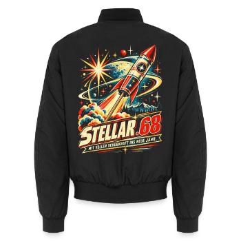 Feuerwerk Rakete Silvester - Unisex Bomberjacke - Schwarz - Hinten - AI Model Male 185 light (185cm)