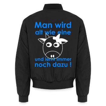 Alt werden und dazu lernen Kuhhumor - Unisex Bomberjacke - Schwarz - Hinten - AI Model Male 185 light (185cm)