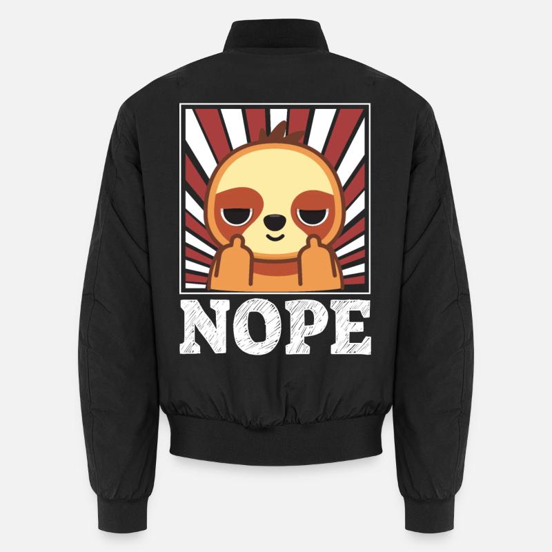 Nope - Faultier mit Mittelfinger - Unisex Bomberjacke - Schwarz