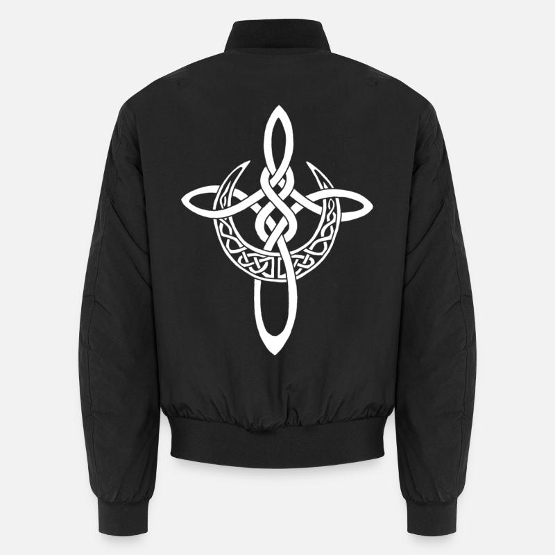 White Lunar Cross - Unisex Bomber Jacket - black