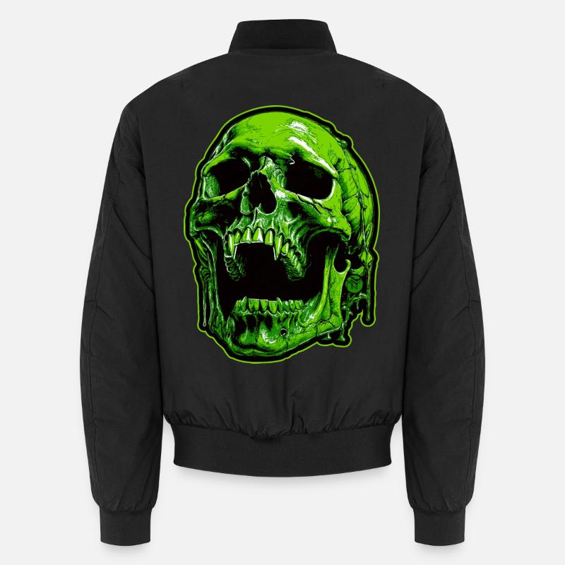 Green Vampire Skull - Unisex Bomber Jacket - black