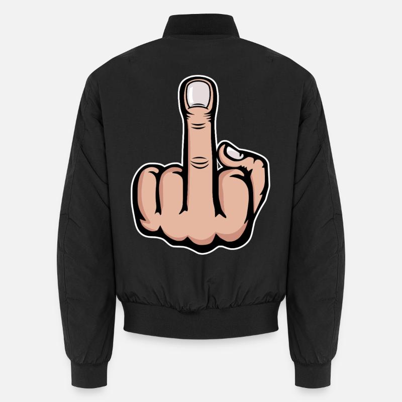Mittelfinger Stinkefinger Design - Unisex Bomberjacke - Schwarz