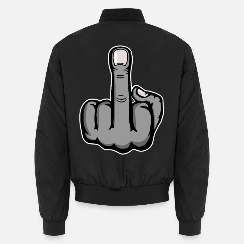 Middle Finger Stinky Finger Design Grey Unisex Bomber Jacket