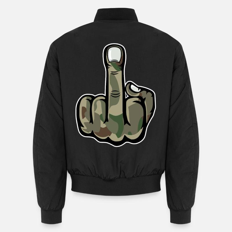 Mittelfinger Stinkefinger Design Armee Unisex Bomberjacke