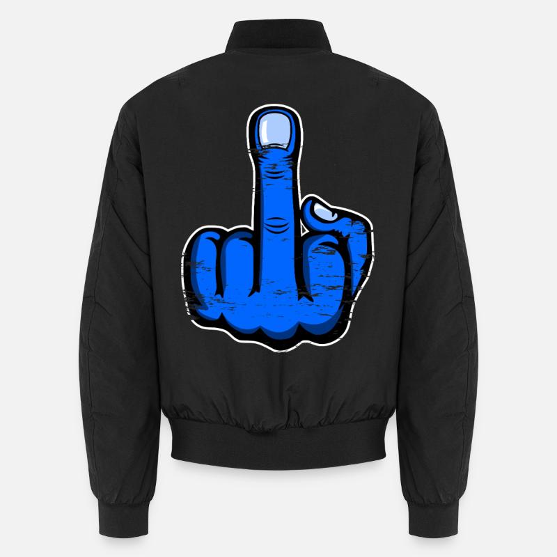 Mittelfinger Stinkefinger Design Blau used Unisex Bomberjacke