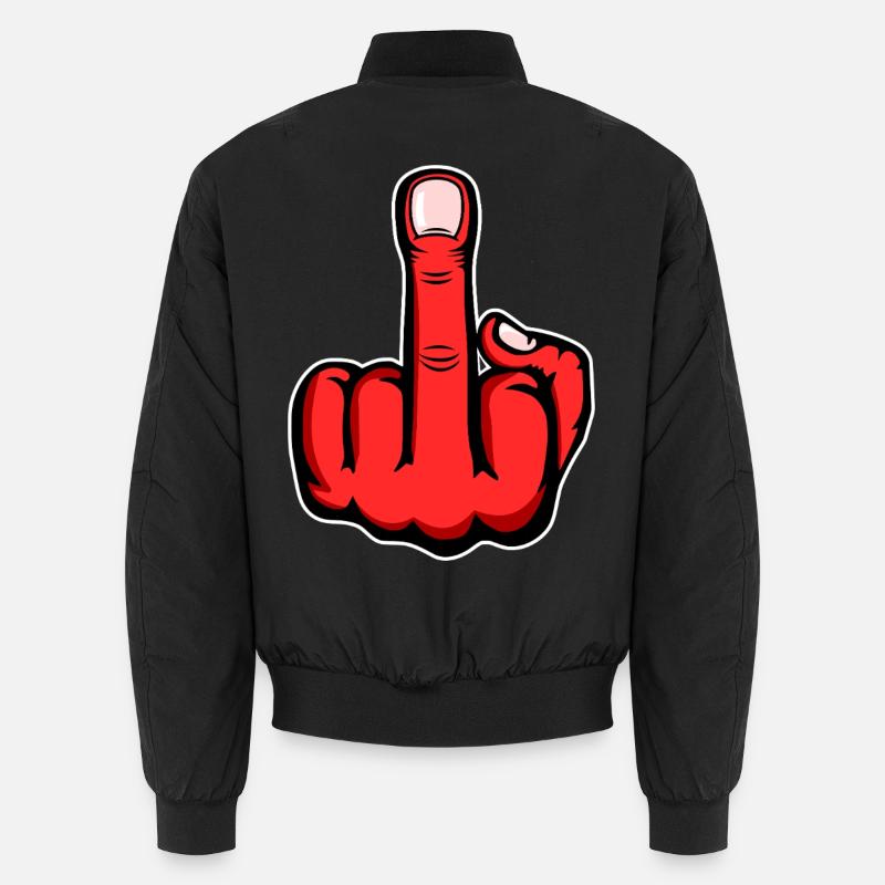 Mittelfinger Stinkefinger Design Rot - Unisex Bomberjacke - Schwarz