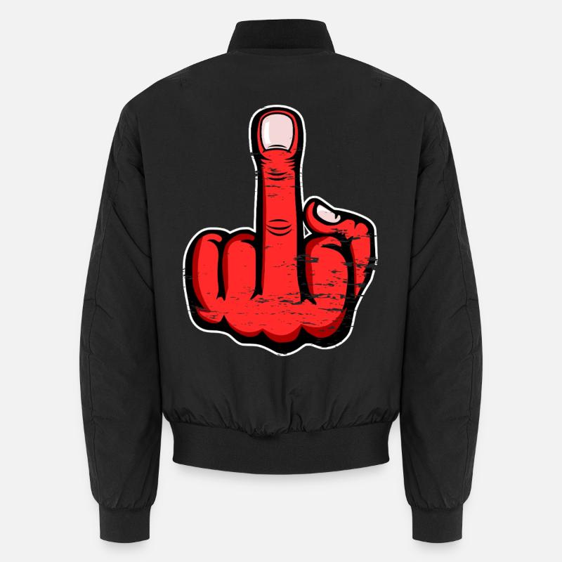 Mittelfinger Stinkefinger Design Rot used - Unisex Bomberjacke - Schwarz
