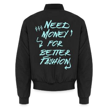 Besoin d’argent pour une meilleure mode – Sweat à capuche tendance - Bomber unisexe - noir - Dos - AI Model Male 185 light (185cm)