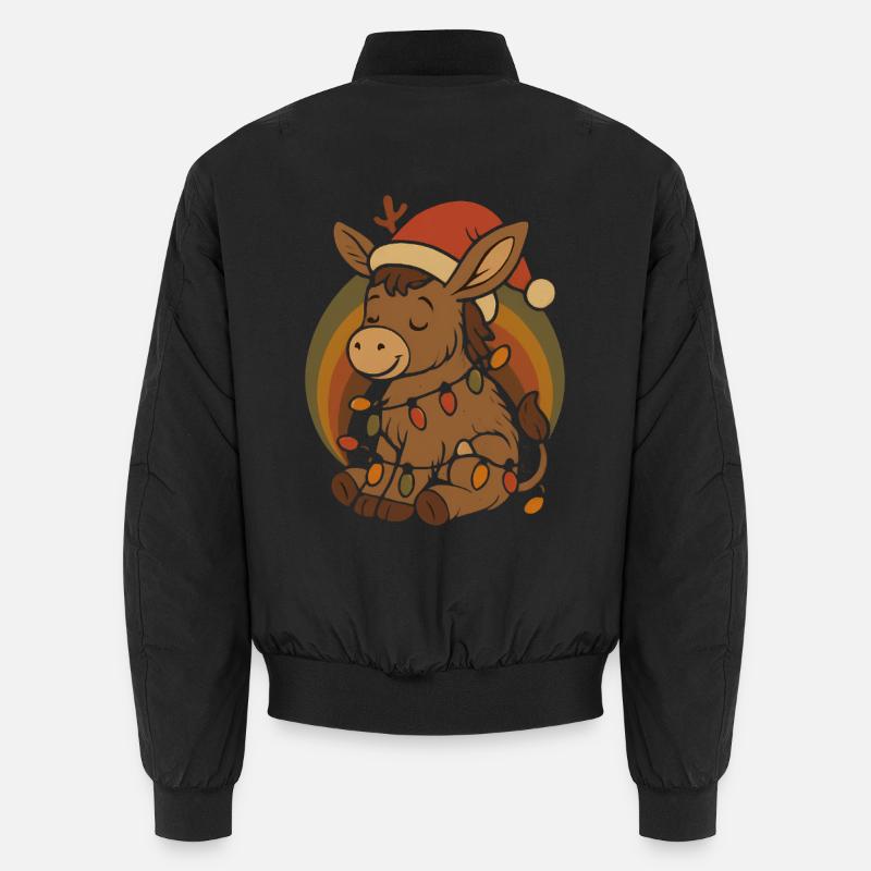 Cadeau de Noël Vintage Retro Elfe Âne Bomber unisexe
