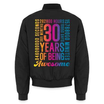 30 ans d’anniversaire - Bomber unisexe - noir - Dos - AI Model Male 185 light (185cm)