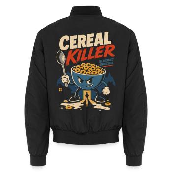 Cereal Killer lustiger Frühstück Kaffee Hund Humor - Unisex Bomberjacke - Schwarz - Hinten - AI Model Male 185 light (185cm)