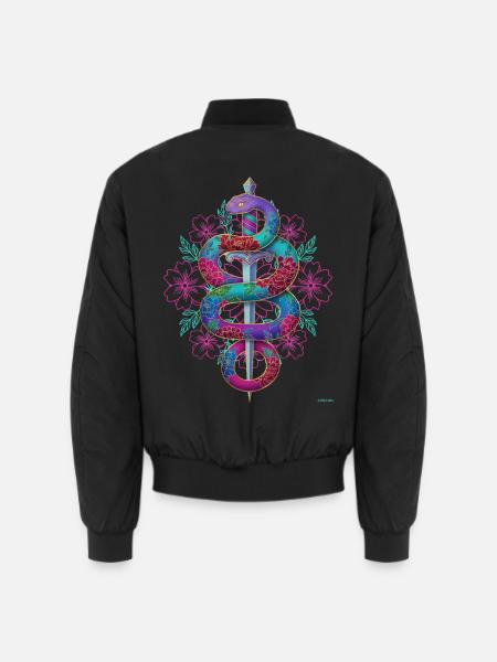 Schlangenschwertblumen-Design. - Unisex Bomberjacke - Schwarz