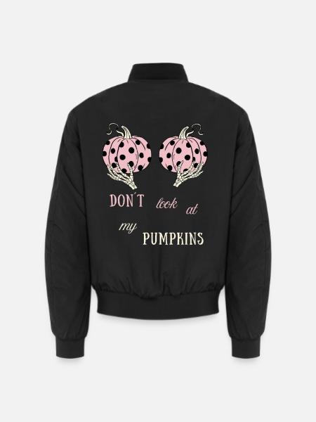 Don’t Look at My Pumpkins – Rosa Kürbisse - Unisex Bomberjacke - Schwarz