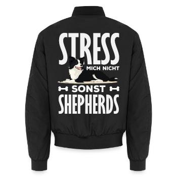 Australian Shepherd - Mein treuer Aussie - Unisex Bomberjacke - Schwarz - Hinten - AI Model Male 185 light (185cm)