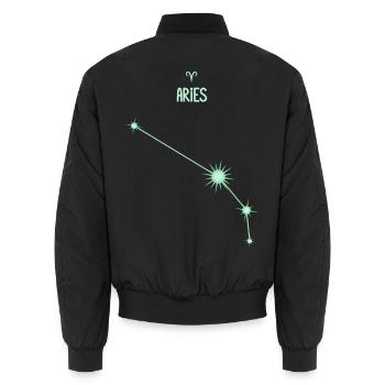 Widder, Sternstern, Sternbild Pastellgrün - Unisex Bomberjacke - Schwarz - Hinten - AI Model Male 185 light (185cm)