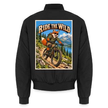 Fox ATV – Forest Adventure – Fahr durch die Wildnis - Unisex Bomberjacke - Schwarz - Hinten - AI Model Male 185 light (185cm)