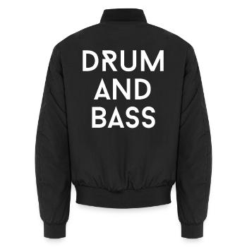 Drum and Bass Bold-Logo - Unisex Bomberjacke - Schwarz - Hinten - AI Model Male 185 light (185cm)