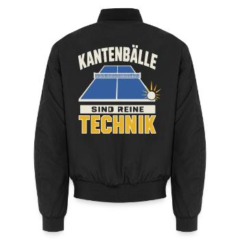 Kantenbälle sind reine Technik – Tischtennis - Unisex Bomberjacke - Schwarz - Hinten - AI Model Male 185 light (185cm)