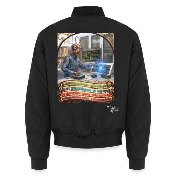 Heuschrecke JOGUE IT-Systemadministrator Admin Job - Unisex Bomberjacke - Schwarz - Hinten - AI Model Male 185 light (185cm)