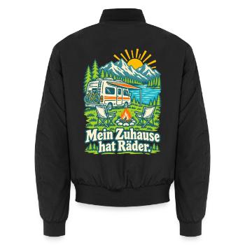 Mein Zuhause hat Räder Wohnmobil - Unisex Bomberjacke - Schwarz - Hinten - AI Model Male 185 light (185cm)