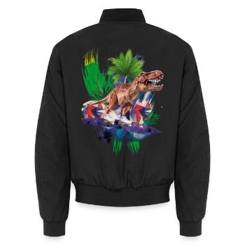 T-Rex - Dinosaurier - Trex - tyrannosaurus rex - Unisex Bomberjacke - Schwarz - Hinten - AI Model Male 185 light (185cm)