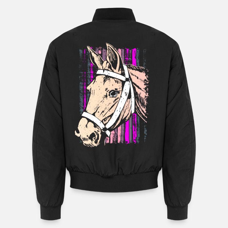 Equitation - cavalier - école d'équitation - tête de cheval rose Bomber unisexe
