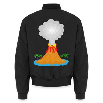 Volcano, eruption, volcanic island, lava, palm trees, mountain - Unisex Bomber Jacket - black - Back - AI Model Male 185 light (185cm)