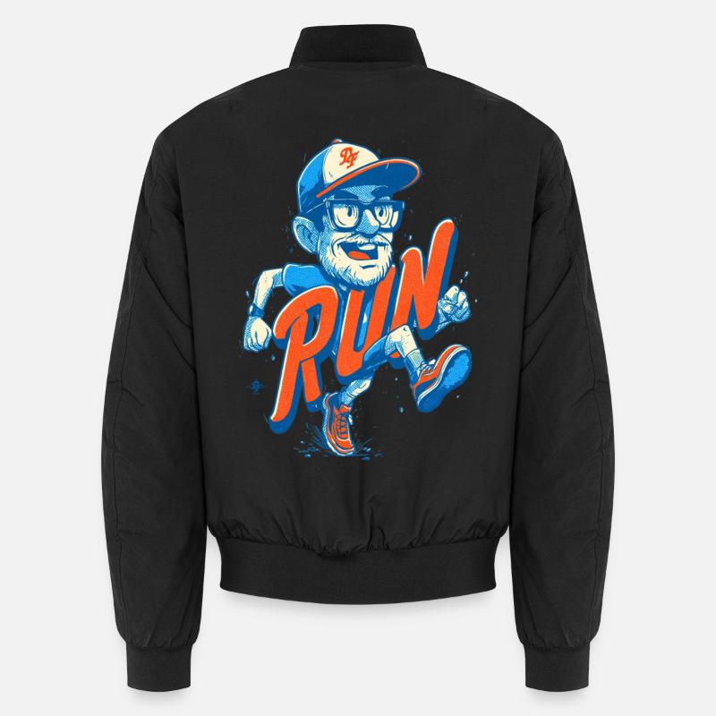 Lustiger Läufer mit RUN Schriftzug - Unisex Bomberjacke - Schwarz