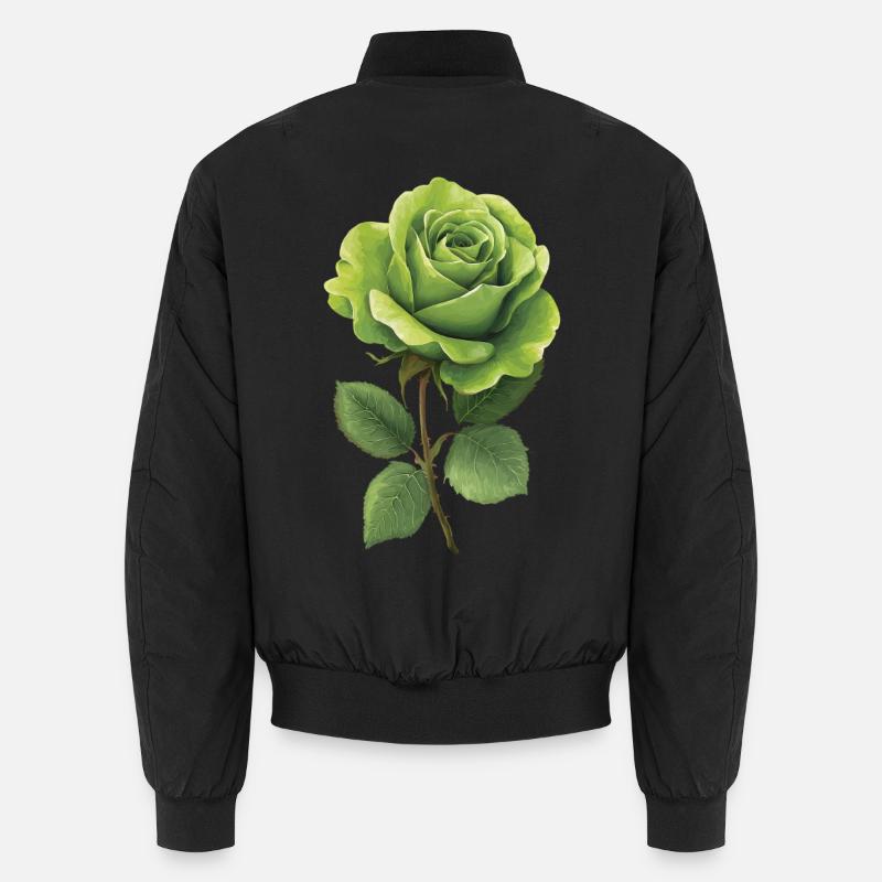 Green Rose - Unisex Bomber Jacket - black