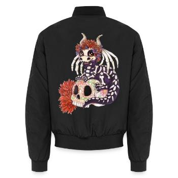 Manga Chibi Drache La Catrina Tag der Toten - Unisex Bomberjacke - Schwarz - Hinten - AI Model Male 185 light (185cm)
