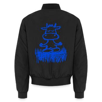 Zen-Kuh auf der Wiese - Unisex Bomberjacke - Schwarz - Hinten - AI Model Male 185 light (185cm)