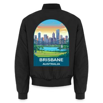 Affiche de voyage Brisbane Australia Story Bridge - Bomber unisexe - noir - Dos - AI Model Male 185 light (185cm)