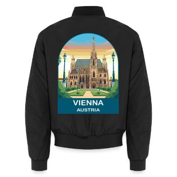 Vienna Austria Vintage-Reiseplakat - Unisex Bomberjacke - Schwarz - Hinten - AI Model Male 185 light (185cm)