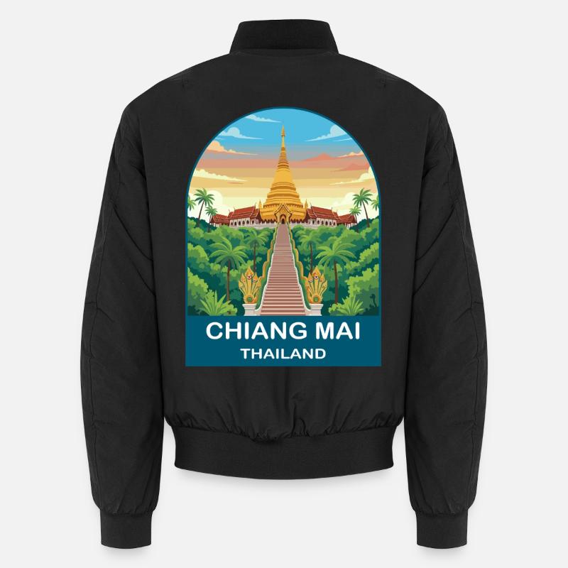 Art d’affiche de voyage Doi Suthep à Chiang Mai, Thaïlande Bomber unisexe