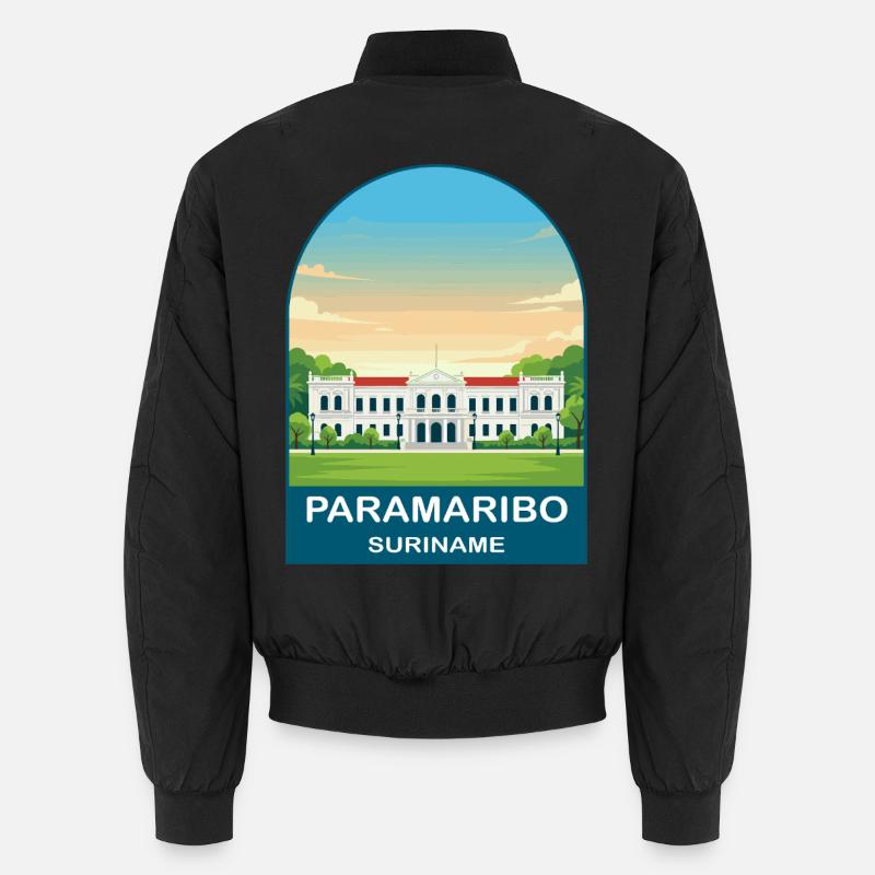 Paramaribo Suriname Vintage-Reiseplakat-Kunst Unisex Bomberjacke
