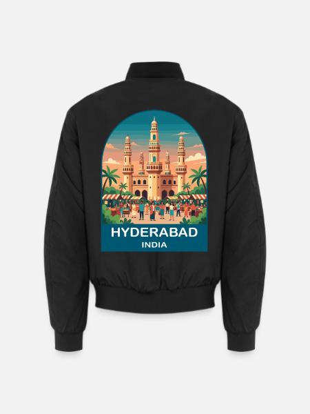 Hyderabad Indien Charminar Vintage-Reisedesign - Unisex Bomberjacke - Schwarz
